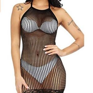 Woosifun Women Halter Fishnet Babydoll Nightwear